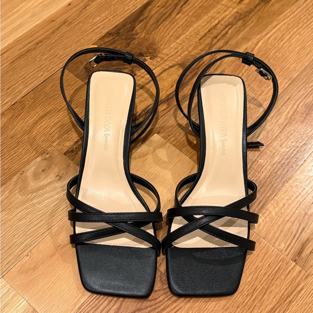 Wild Diva Black Strappy Heels